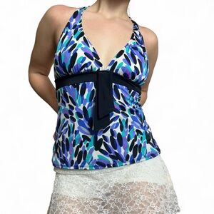 Retro swim halter top